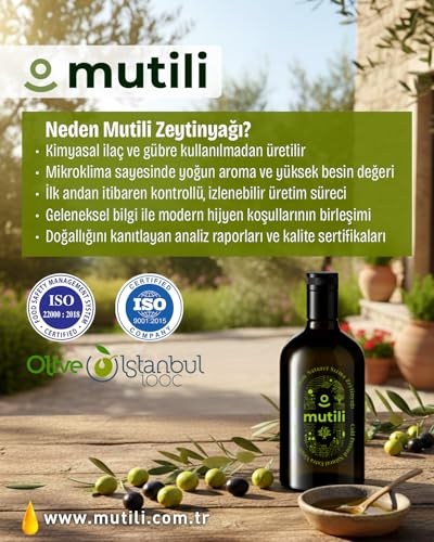 Mutili Natürel Sızma Zeytinyağı, Erken Hasat & Soğuk Sıkım, 500 ml