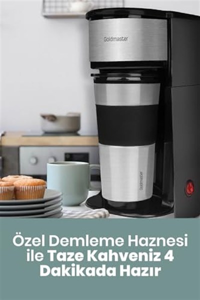 Mycoffee Touch MC-107 Çelik Termos Bardaklı, 420ml Kapasiteli, LCD Ekranlı, 750W, Programlanabilir, Otomatik Filtre Kahve Makinesi