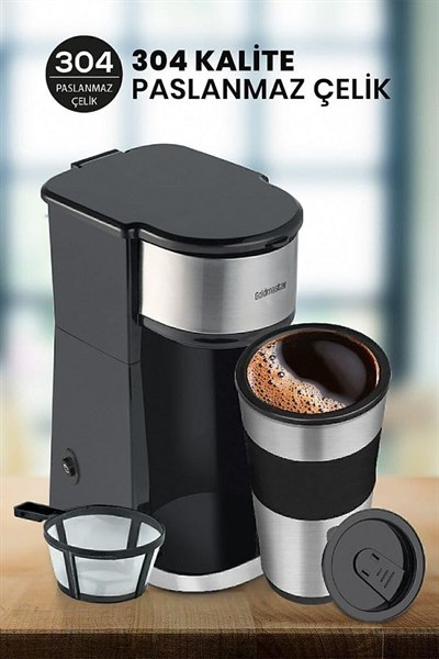 Mycoffee Touch MC-107 Çelik Termos Bardaklı, 420ml Kapasiteli, LCD Ekranlı, 750W, Programlanabilir, Otomatik Filtre Kahve Makinesi