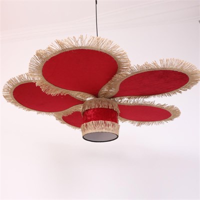 Mylamp Papatya Kadife Kumaş Avize 90 Cm 30 Cm