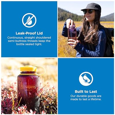 Nalgene 078701_Sustain_Geniş Ağız_İçecek Şişesi_1_Litre, Mavi