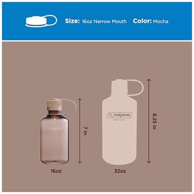 Nalgene Sustain Tritan BPA İçermeyen Su Şişesi,%50 Plastik Atıktan Elde Edilmiş Malzemeden Üretilmiştir, 16 oz, Dar Ağız, Mocha