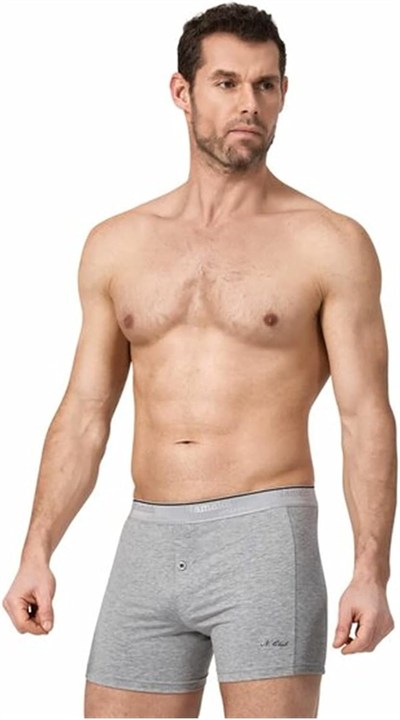 Namaldı 3 Adet Gri Renk Düğmeli Likralı Boxer Gri XL