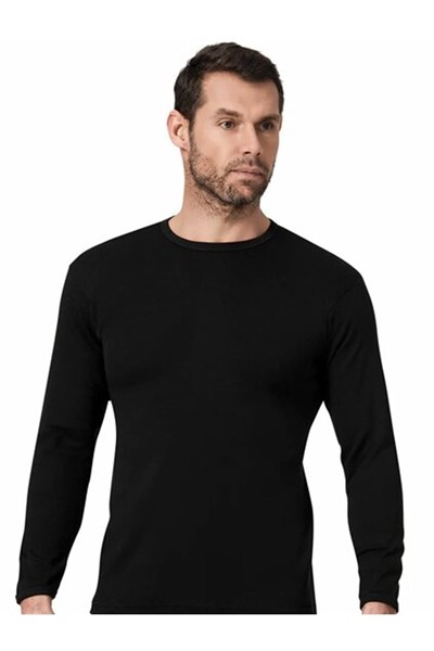 Namaldı 6 Adet Siyah Renk Ribana Uzun Kollu Fanila Siyah 2XL