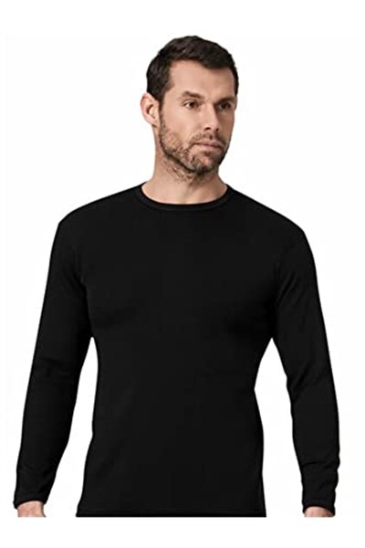 Namaldı 6 Adet Siyah Renk Ribana Uzun Kollu Fanila Siyah 2XL