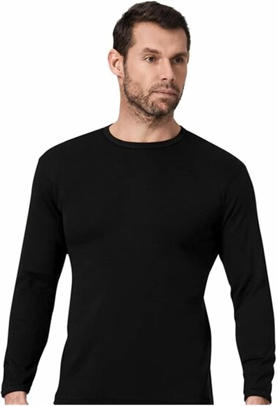 Namaldı 6 Adet Siyah Renk Ribana Uzun Kollu Fanila Siyah 2XL