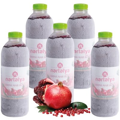 Nartalya Dondurulmuş Sıkma Nar Suyu, 100% Doğal Hicaz Narı, Katkısız, 950 ml, 5 Adet