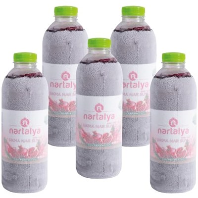 Nartalya Dondurulmuş Sıkma Nar Suyu, 100% Doğal Hicaz Narı, Katkısız, 950 ml, 5 Adet