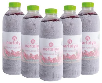 Nartalya Dondurulmuş Sıkma Nar Suyu, 100% Doğal Hicaz Narı, Katkısız, 950 ml, 5 Adet