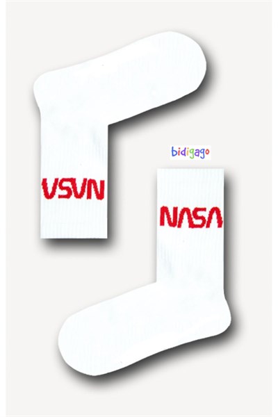 Nasa Desenli Unisex Atletik Kolej Çorap-1