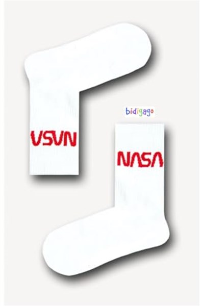 Nasa Desenli Unisex Atletik Kolej Çorap-1