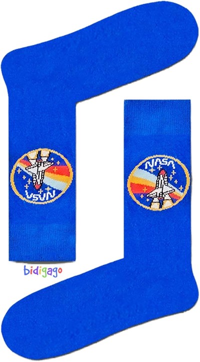 Nasa Desenli Unisex Atletik Kolej Çorap-1