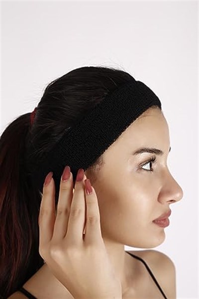 NASYA Siyah sporcu saç bandı ter bandı bandana headband Siyah
