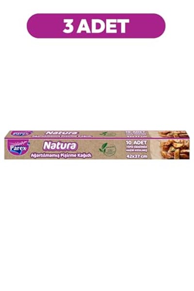 Natura 3 Adet Ağartılmamış Organik Hazır Kesilmiş Pişirme Kağıdı 10lu