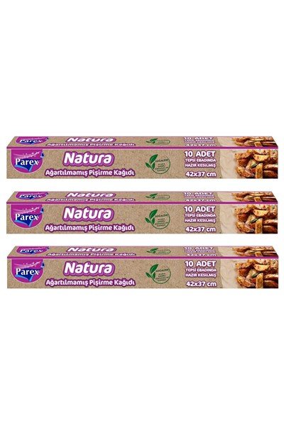 Natura 3 Adet Ağartılmamış Organik Hazır Kesilmiş Pişirme Kağıdı 10lu