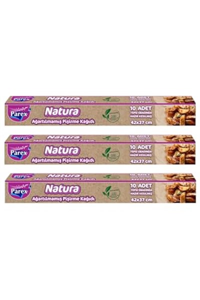 Natura 3 Adet Ağartılmamış Organik Hazır Kesilmiş Pişirme Kağıdı 10lu