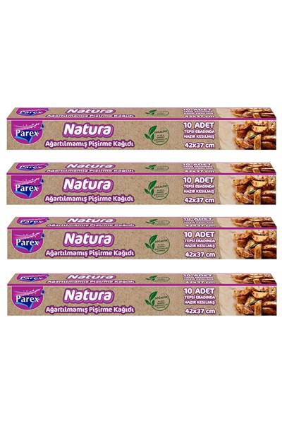 Natura 4 Adet Ağartılmamış Organik Hazır Kesilmiş Pişirme Kağıdı 10lu