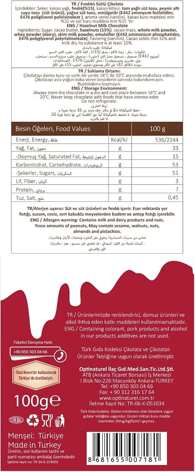 Naturpy Sütlü Çikolata 100 Gr