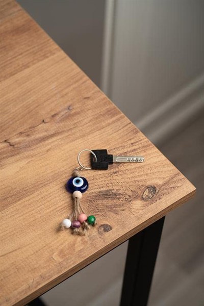 Nazar Boncuk Anahtarlık 5 Adet Kötü Göz Kovucu Nazar Hand Made Hasır Renkli Ahşap Boncuklu Nazarlı Anahtarlık