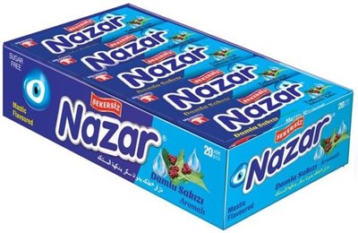 Nazar Şekersiz Beyaz Nane Aromalı Sakız Damlaları 5 x 20 Adet