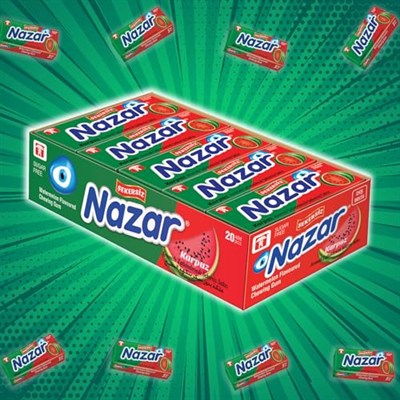 Nazar Şekersiz Karpuz Aromalı Sakız Damlaları 5 x 20 Adet