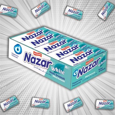 Nazar White Bikarbonatlı Şekersiz Sakız 5li 20 paket (Toplam 100 adet)