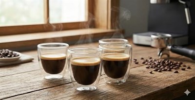 Needd Çift Katmanlı Espresso Cam Bardak Seti 4lü 80 ml | Borosilikat Cam, Isı Yalıtımlı Double Wall Tasarım | Espresso, Ristretto ve Macchiato için Şeffaf Kahve Bardağı