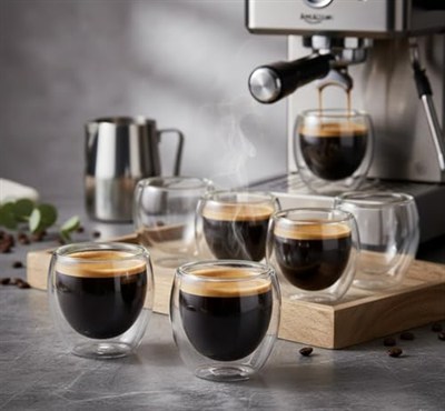 Needd Çift Katmanlı Espresso Cam Bardak Seti 2li 80 ml | Borosilikat Cam, Isı Yalıtımlı Double Wall Tasarım | Espresso, Ristretto ve Macchiato için Şeffaf Kahve Bardağı