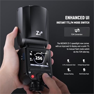 NEEWER Z2-C 2.4G TTL Yuvarlak Kafa Flaş Speedlite Canon Kameralar ile Uyumlu, Stüdyo Fotoğraf Işığı, 76Ws 1/8000s HSS, Difüzör, 2 Modelleme Lambası, TTL/M Geçiş Anahtarı, 3000mAh, 600 Tam Güçlü Flaş
