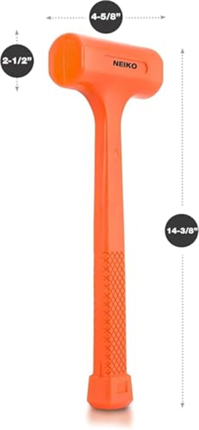 NEIKO 02848A Totschlaghammer 1,4 kg, neon turuncu, tek gövdeli şekilli, kareli sap, kıvılcım ve geri tepmeye dayanıklı