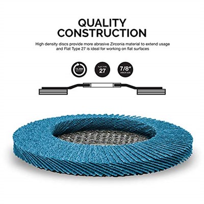 NEIKO 11256A 10 Paket Jumbo Zirkonya Flap Diskler Açı Öğütücü için 4-1/2, 80 Grit Flapper Tekerlek, Düz T27 Taşlama Tekerleği 4.5 inç Flap Disk, 7/8 