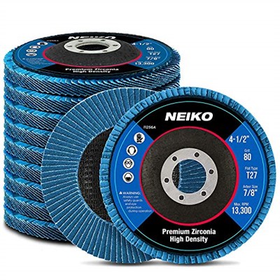 NEIKO 11256A 10 Paket Jumbo Zirkonya Flap Diskler Açı Öğütücü için 4-1/2, 80 Grit Flapper Tekerlek, Düz T27 Taşlama Tekerleği 4.5 inç Flap Disk, 7/8 