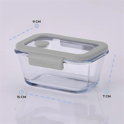 Neoflam Fika Glace Vakumlu Cam Saklama Kabı 460 ML Gri
