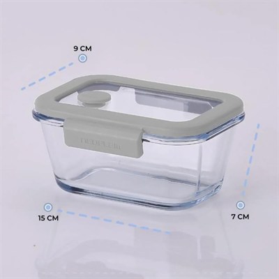 Neoflam Fika Glace Vakumlu Cam Saklama Kabı 460 ML Gri