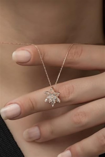 NEREZE 925 Ayar Beyaz Lotus Çiçeği Kolye Kadın Gümüş Kolye