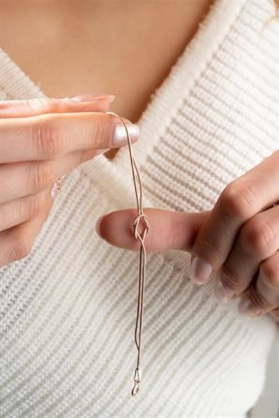 NEREZE 925 Ayar Gümüş Rose Kaplama Düğüm Model Bileklik