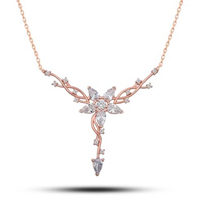 NEREZE 925 Ayar Gümüş Rose Sarmaşık Model Yıldız Detaylı Kolye