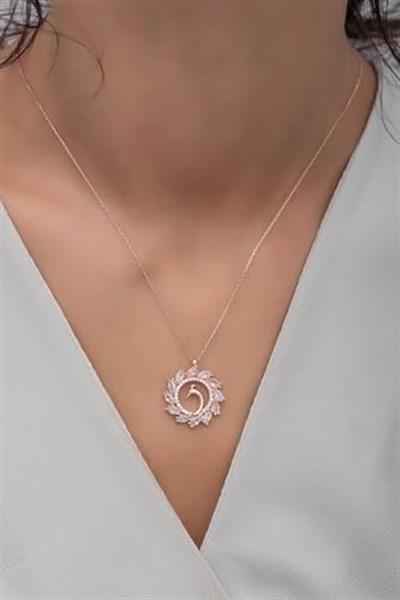 NEREZE 925 Ayar Gümüş Rose Zirkon Taşlı Anka Kuşu Kolye