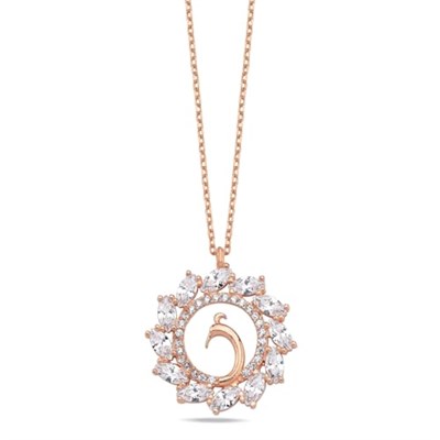 NEREZE 925 Ayar Gümüş Rose Zirkon Taşlı Anka Kuşu Kolye