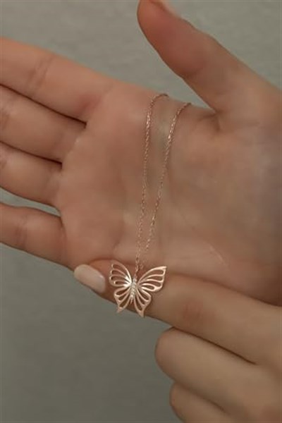 NEREZE 925 Ayar Gümüş Zirkon Taşlı Parlak Kelebek Kolye