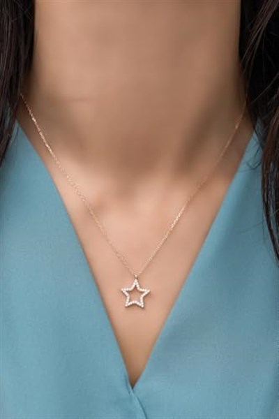 NEREZE 925 Ayar Gümüş Zirkon Taşlı Yıldız Kolye