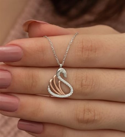 NEREZE 925 Ayar Kuğu Kolye Kadın Gümüş Kolye