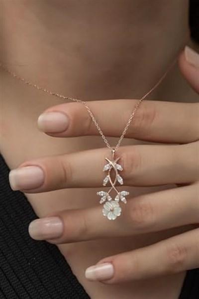 NEREZE 925 Ayar Manolya Çiçeği Kolye Kadın Gümüş Kolye