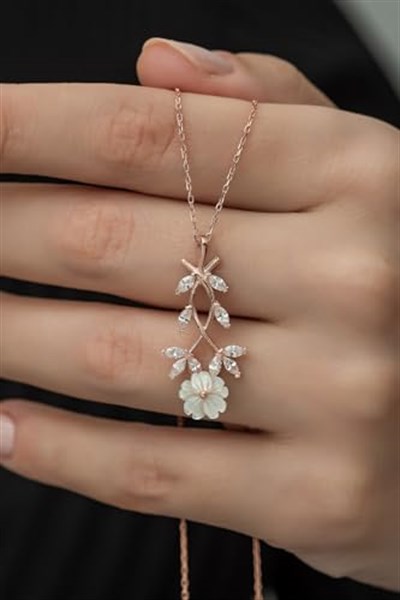 NEREZE 925 Ayar Manolya Çiçeği Kolye Kadın Gümüş Kolye