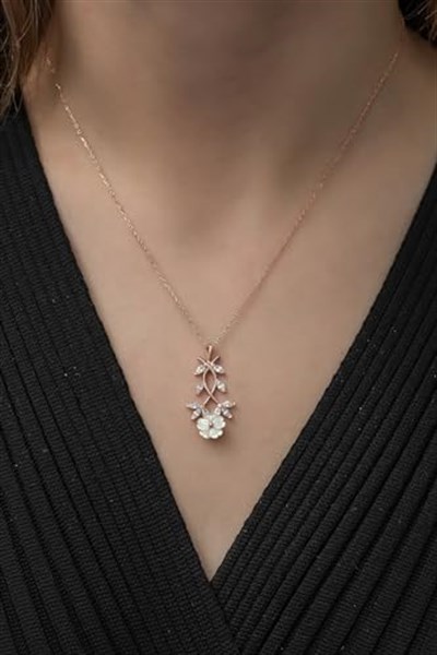 NEREZE 925 Ayar Manolya Çiçeği Kolye Kadın Gümüş Kolye