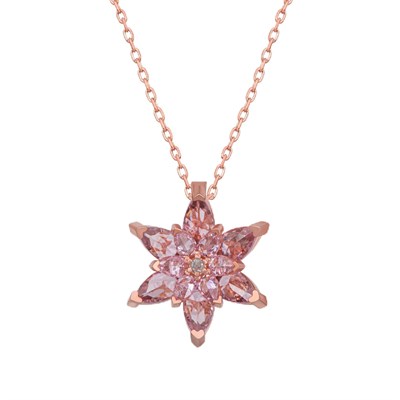 NEREZE 925 Ayar Pembe Lotus Çiçeği Kolye Kadın Gümüş Kolye