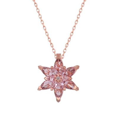 NEREZE 925 Ayar Pembe Lotus Çiçeği Kolye Kadın Gümüş Kolye