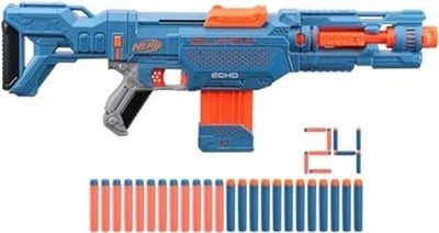 NERF Elite 2.0 Echo CS-10 Blaster - 24 NERF dart, 10-dart klip dergisi, çıkarılabilir omuz desteği ve namlu uzatma, 4 taktik ray - Seçenekler: ECHO CS-10, TURBINE CS-18