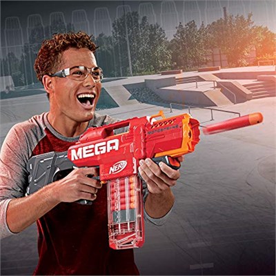 Nerf Mega Motostryke Pilli Dart Tabancası - 10 Dart Kapasiteli Şarjör ve 10 Orijinal Mega Dart Dahil - Otomatik Oyuncak Silah