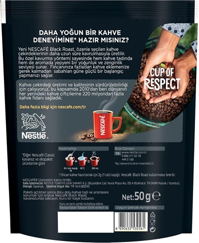 Nescafé Black Roast Çözünebilir Kahve 50 g Ekonomik Paket